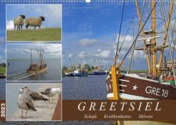 GREETSIEL - Schafe - Krabbenkutter - Möwen (Wandkalender 2023 DIN A2 quer)