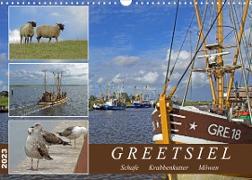GREETSIEL - Schafe - Krabbenkutter - Möwen (Wandkalender 2023 DIN A3 quer)