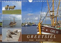 GREETSIEL - Schafe - Krabbenkutter - Möwen (Wandkalender 2023 DIN A4 quer)
