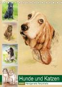 Hunde und Katzen - Handgemalte Tierportraits (Tischkalender 2023 DIN A5 hoch)
