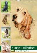 Hunde und Katzen - Handgemalte Tierportraits (Wandkalender 2023 DIN A3 hoch)
