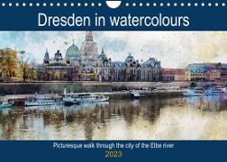 Dresden in watercolours - Tour through the historic old town (Wall Calendar 2023 DIN A4 Landscape)