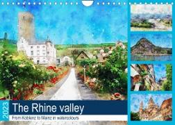 The Rhine valley - From Koblenz to Mainz in watercolours (Wall Calendar 2023 DIN A4 Landscape)