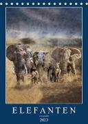 Elefanten - wie gemalt (Tischkalender 2023 DIN A5 hoch)