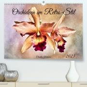 Orchideen im Retro-Stil (Premium, hochwertiger DIN A2 Wandkalender 2023, Kunstdruck in Hochglanz)