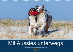 Mit Aussies unterwegs - Die bunte Welt der Australian Shepherds (Wandkalender 2023 DIN A2 quer)