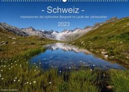 Schweiz - Impressionen der idyllischen Bergwelt im Laufe der Jahreszeiten (Wandkalender 2023 DIN A2 quer)