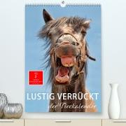 Lustig verrückt - der Tierkalender (Premium, hochwertiger DIN A2 Wandkalender 2023, Kunstdruck in Hochglanz)