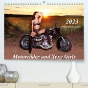 Motorräder und Sexy Girls (Premium, hochwertiger DIN A2 Wandkalender 2023, Kunstdruck in Hochglanz)