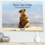 Tiere der Erde Geburtstagskalender (Premium, hochwertiger DIN A2 Wandkalender 2023, Kunstdruck in Hochglanz)