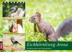 Eichhörnliweg Arosa - Eichhörnchen und Tannenhäher (Tischkalender 2023 DIN A5 quer)