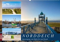 Norddeich Spaziergang vom Hafen bis zum Strand (Wandkalender 2023 DIN A2 quer)