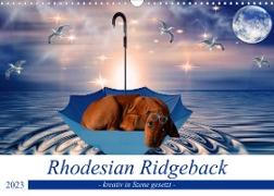 Rhodesian Ridgeback - kreativ in Szene gesetzt - (Wandkalender 2023 DIN A3 quer)