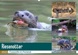 Riesenotter - Flusswölfe im Pantanal (Wandkalender 2023 DIN A2 quer)