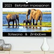 Elefanten Impressionen (Premium, hochwertiger DIN A2 Wandkalender 2023, Kunstdruck in Hochglanz)