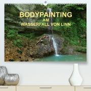 BODYPAINTING AM WASSERFALL VON LINN (Premium, hochwertiger DIN A2 Wandkalender 2023, Kunstdruck in Hochglanz)