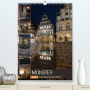 Münster - Impressionen bei Nacht (Premium, hochwertiger DIN A2 Wandkalender 2023, Kunstdruck in Hochglanz)