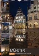 Münster - Impressionen bei Nacht (Wandkalender 2023 DIN A3 hoch)