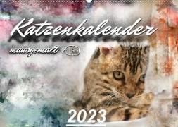 Katzenkalender mausgemalt (Wandkalender 2023 DIN A2 quer)