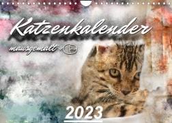 Katzenkalender mausgemalt (Wandkalender 2023 DIN A4 quer)