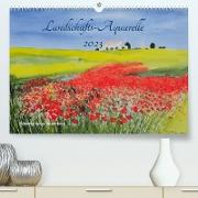Landschafts-Aquarelle 2023 Roswita Ilona Baumann (Premium, hochwertiger DIN A2 Wandkalender 2023, Kunstdruck in Hochglanz)
