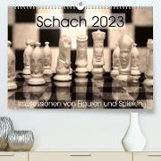Schach 2023. Impressionen von Figuren und Spielen (Premium, hochwertiger DIN A2 Wandkalender 2023, Kunstdruck in Hochglanz)