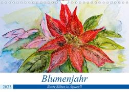 Blumenjahr - Bunte Blüten in Aquarell (Wandkalender 2023 DIN A4 quer)