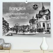 Bangkok Impressionen in Schwarz Weiß (Premium, hochwertiger DIN A2 Wandkalender 2023, Kunstdruck in Hochglanz)