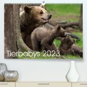 Tierbabys 2023 (Premium, hochwertiger DIN A2 Wandkalender 2023, Kunstdruck in Hochglanz)
