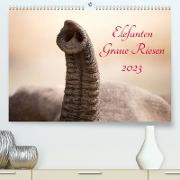 Elefanten - Graue Riesen (Premium, hochwertiger DIN A2 Wandkalender 2023, Kunstdruck in Hochglanz)