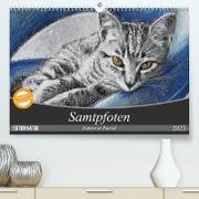 Samtpfoten - Katzen in Pastell (Premium, hochwertiger DIN A2 Wandkalender 2023, Kunstdruck in Hochglanz)