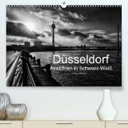 Düsseldorf Ansichten in Schwarz-Weiß (Premium, hochwertiger DIN A2 Wandkalender 2023, Kunstdruck in Hochglanz)