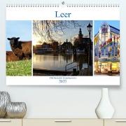 Leer - Ostfriesische Impressionen 2023 (Premium, hochwertiger DIN A2 Wandkalender 2023, Kunstdruck in Hochglanz)