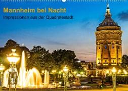 Mannheim bei Nacht - Impressionen aus der Quadratestadt (Wandkalender 2023 DIN A2 quer)