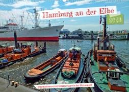 Hamburg an der Elbe ¿ Impressionen eines Sommertages in der Hansestadt (Wandkalender 2023 DIN A2 quer)
