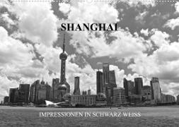 Shanghai - Impressionen in schwarz weiss (Wandkalender 2023 DIN A2 quer)