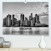 Singapur - Impressionen in schwarz - weiss (Premium, hochwertiger DIN A2 Wandkalender 2023, Kunstdruck in Hochglanz)