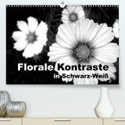 Florale Kontraste in Schwarz-Weiß (Premium, hochwertiger DIN A2 Wandkalender 2023, Kunstdruck in Hochglanz)