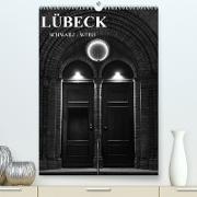 Lübeck schwarz-weiß (Premium, hochwertiger DIN A2 Wandkalender 2023, Kunstdruck in Hochglanz)