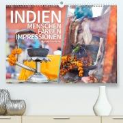 INDIEN Menschen Farben Impressionen (Premium, hochwertiger DIN A2 Wandkalender 2023, Kunstdruck in Hochglanz)