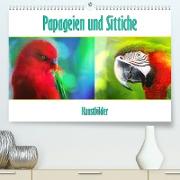 Papageien und Sittiche - Kunstbilder (Premium, hochwertiger DIN A2 Wandkalender 2023, Kunstdruck in Hochglanz)