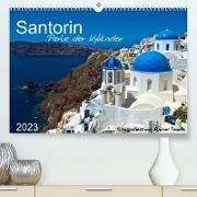 Santorin - Perle der Kykladen (Premium, hochwertiger DIN A2 Wandkalender 2023, Kunstdruck in Hochglanz)