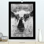 Animal Portraits Black & White 2023 CH Version (Premium, hochwertiger DIN A2 Wandkalender 2023, Kunstdruck in Hochglanz)