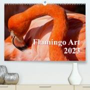 Flamingo Art 2023 (Premium, hochwertiger DIN A2 Wandkalender 2023, Kunstdruck in Hochglanz)