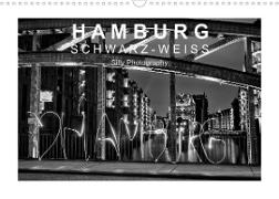 Hamburg in schwarz-weiß (Wandkalender 2023 DIN A3 quer)