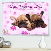 Süße Träume 2023 - schlafende Hundewelpen (Premium, hochwertiger DIN A2 Wandkalender 2023, Kunstdruck in Hochglanz)