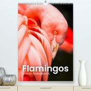 Flamingos in rosa Federpracht. (Premium, hochwertiger DIN A2 Wandkalender 2023, Kunstdruck in Hochglanz)