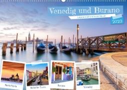 Venedig und Burano - Lagunenstadt und bunte Häuser (Wandkalender 2023 DIN A2 quer)