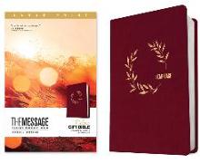 The Message Deluxe Gift Bible, Large Print (Leather-Look, Cranberry Laurels)