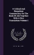 A Critical and Exegetical Commentary on the Book of Job Together with a New Translation Volume I